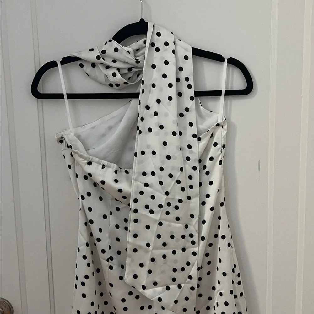 Commense White Polka Dot Mini Dress with Black Spots - Picture 4 of 6